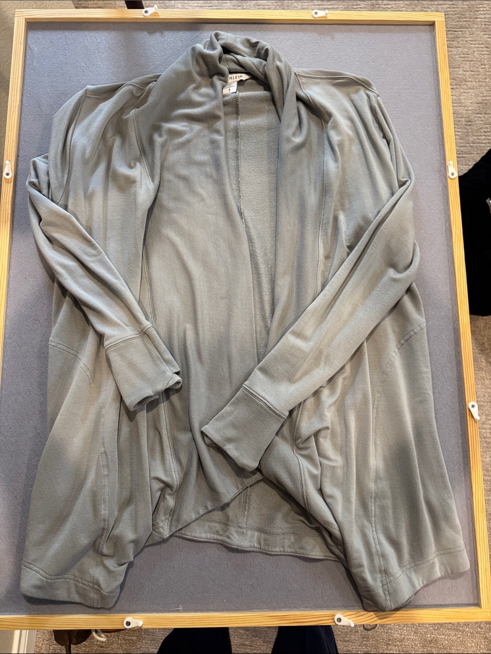 Athleta Open-Front Draped Cardigan in Sage